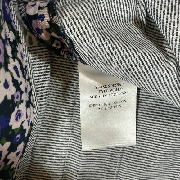 Wildfang Ace Slim Crop Pant Navy Daisy Floral Print Size 10 - Picture 4 of 5